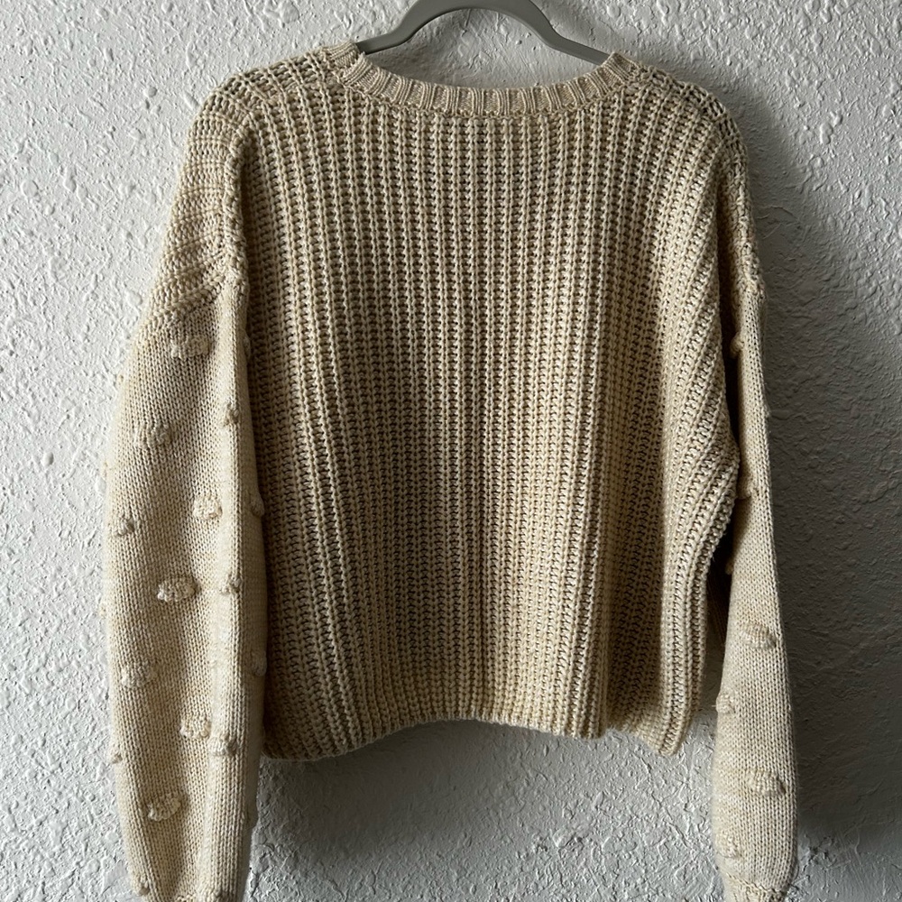Cozy Cream/Yellow Chunky Knit Women's Sweater - Picture 4 of 4